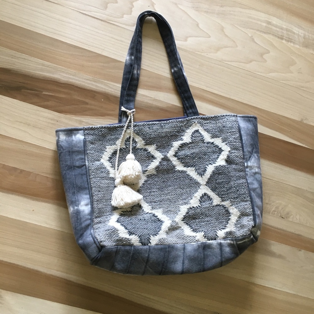 Boho woven tote bag